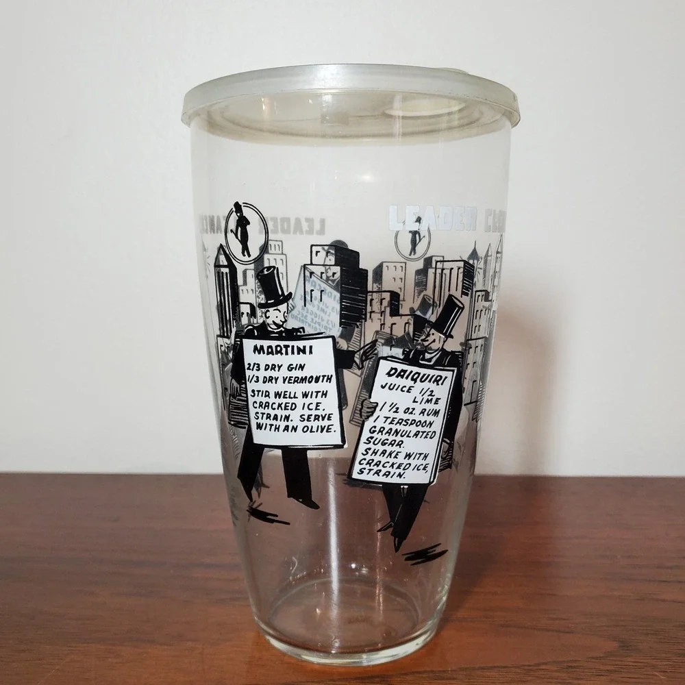 Vintage 1950's Libbey cocktail Shaker Leader Cleaners‎ 